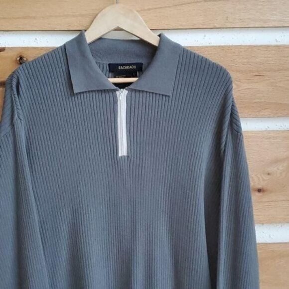 Bachrach 1/4 Zip Long Sleeve Collared 2 Toned Pullover Sz. L‎ Sweater - Picture 3 of 10